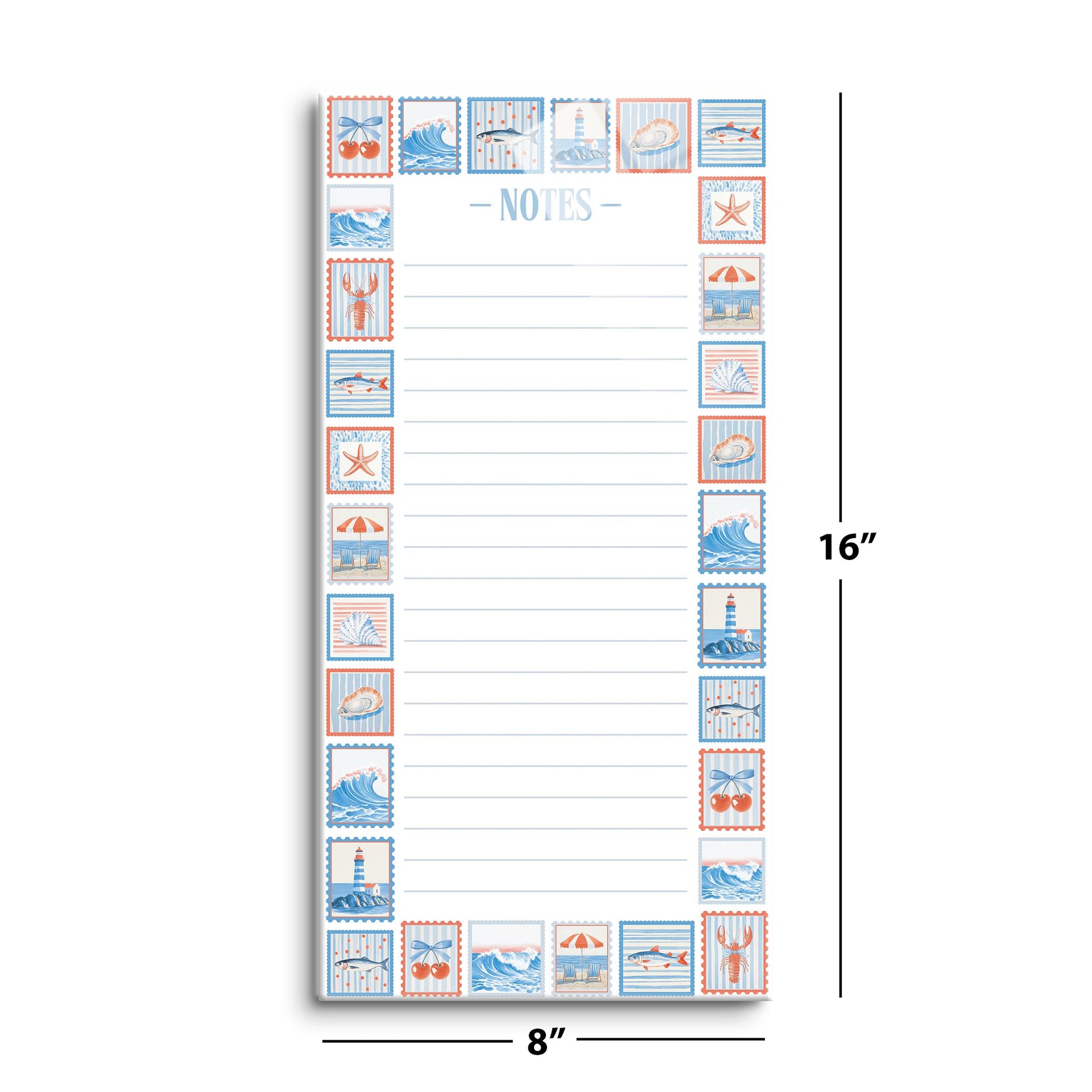 8x16 Glass Dry Erase-New England Tides Stamp Notes -8