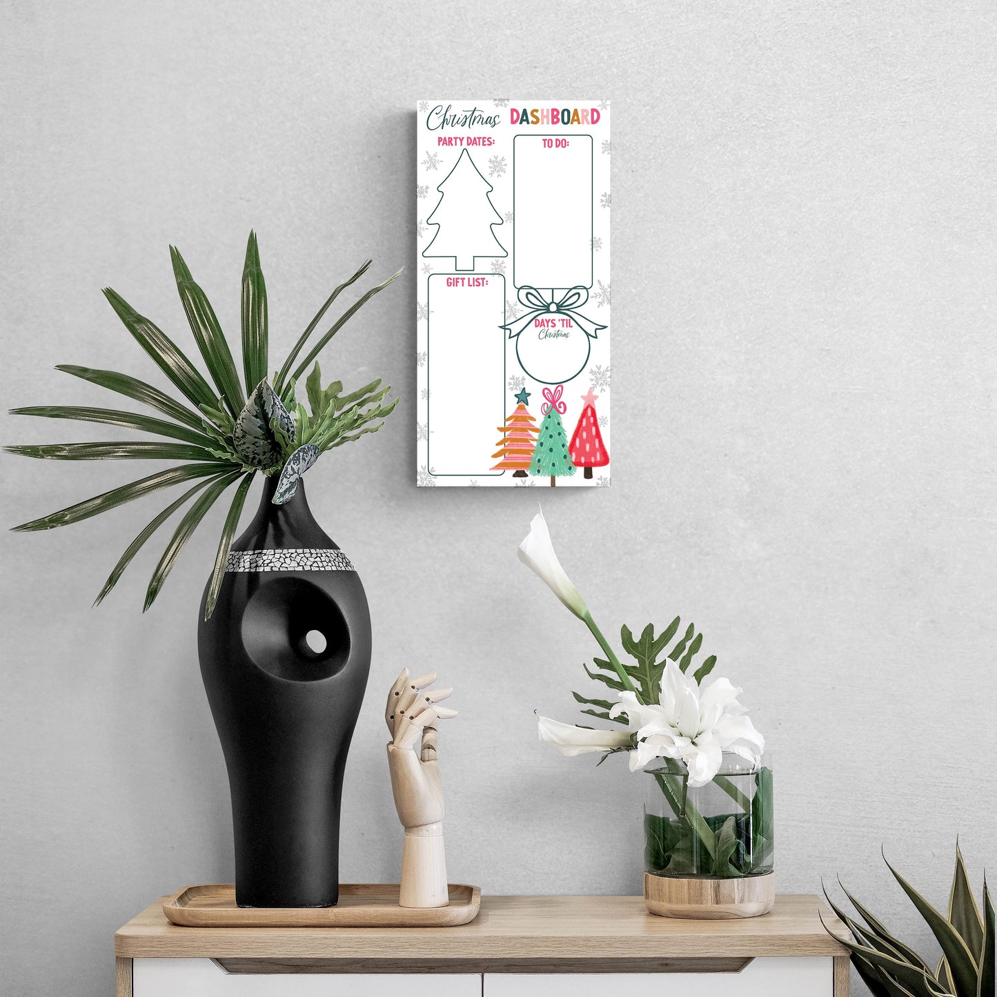 8x16 Glass Dry Erase-Whimsy Wonderland Bright Christmas Dashboard