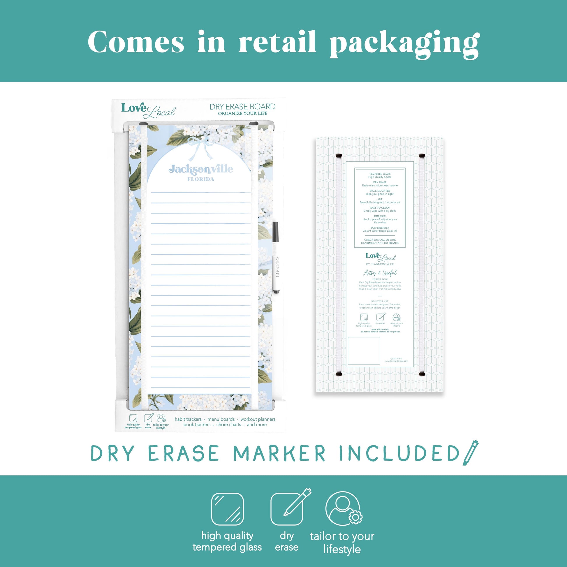 8x16 Glass Dry Erase-Love+Local Hydrangea Cottage -5