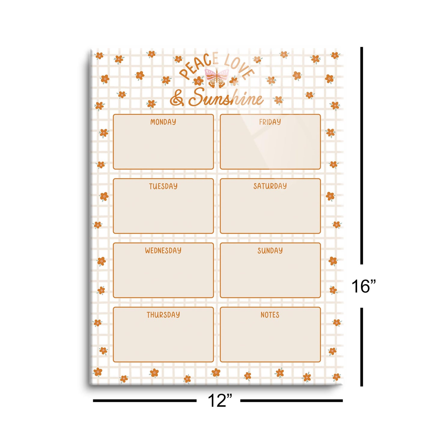 12x16 Glass Dry Erase-Spring Peace Love & Sunshine