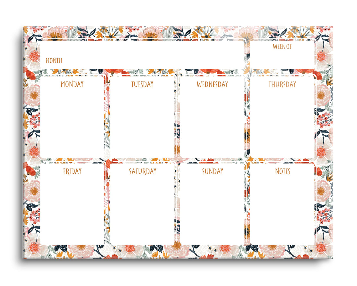 12x16 Glass Dry Erase Horizontal-Pretty Things Weekly Calendar