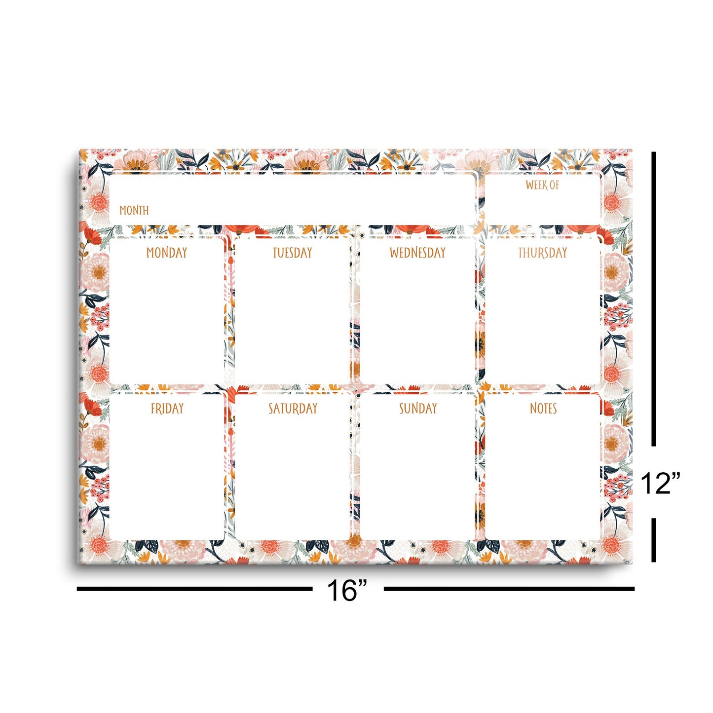 12x16 Glass Dry Erase Horizontal-Pretty Things Weekly Calendar