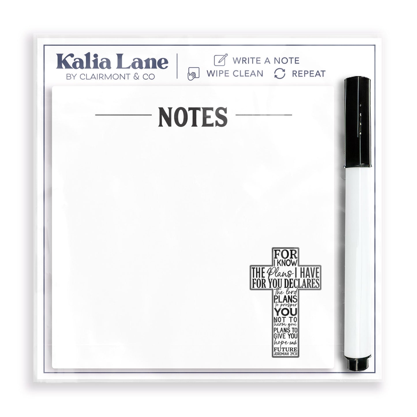 4x4 Clear Reminder Kalia Lane-For I Know The Plans Cross Notes -0