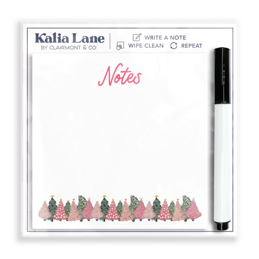 4x4 Clear Reminder Kalia Lane-Pink Trees Merry Christmas Notes