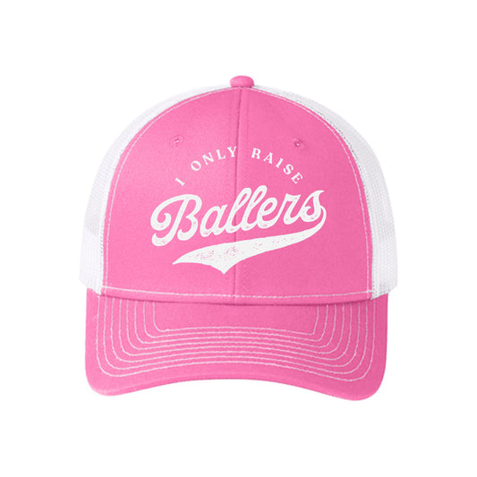 Pink & White Trucker Hat-Little League I Only Raise Ballers -0