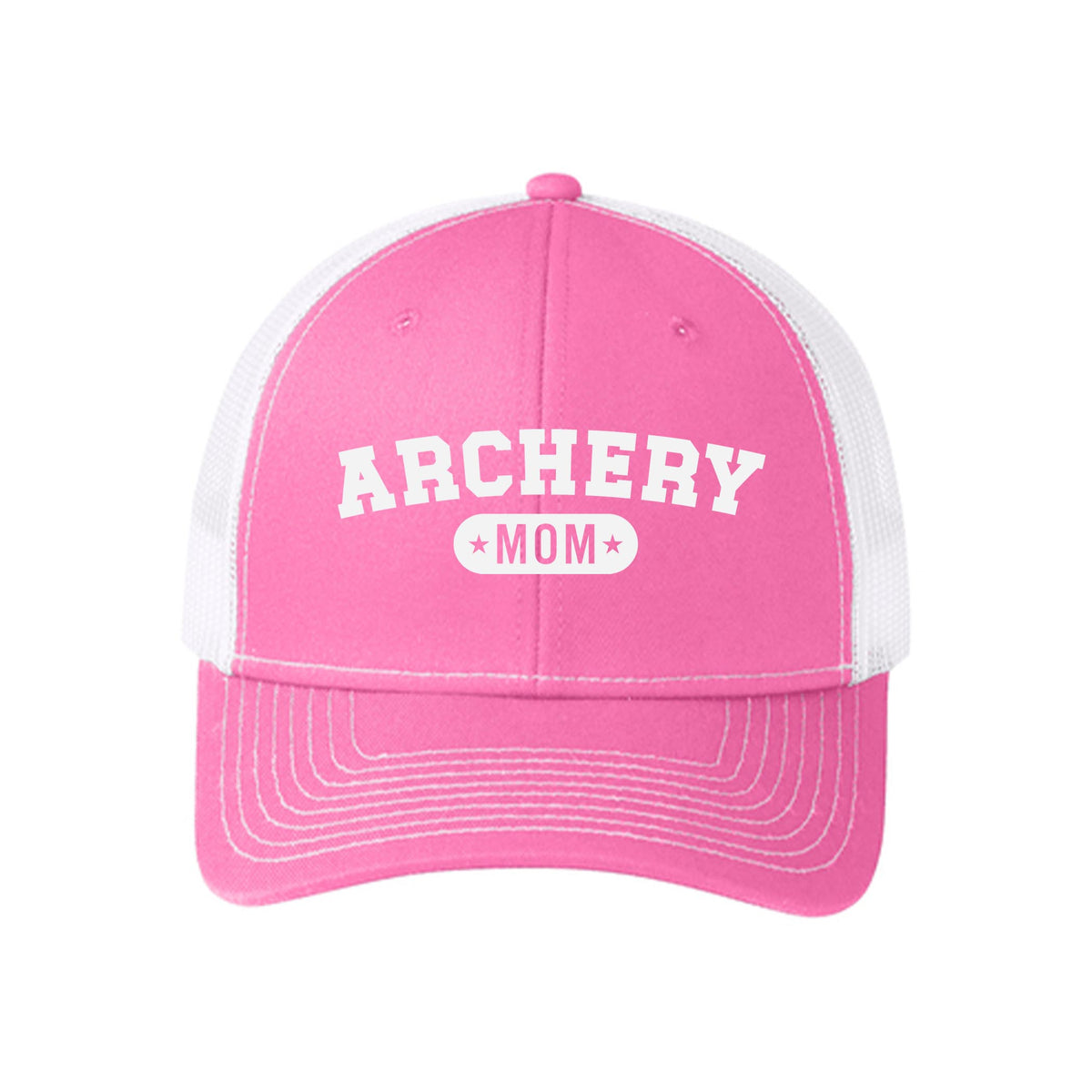 Pink & White Trucker Hat-Archery Mom -0