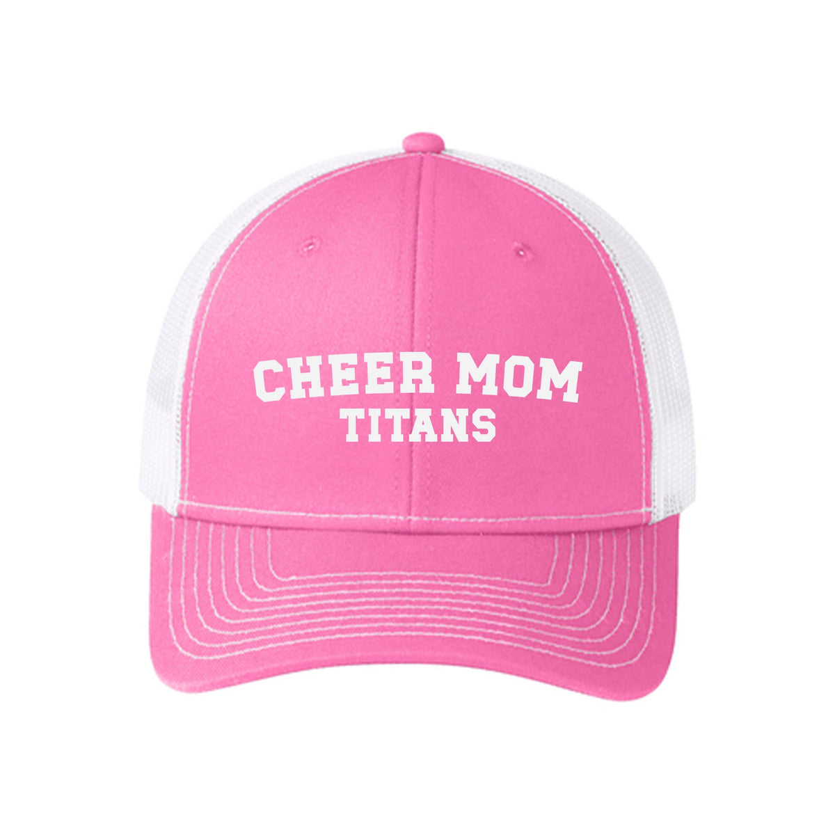 Pink & White Trucker Hat-Custom Cheer Mom | School Team | Hometown -0