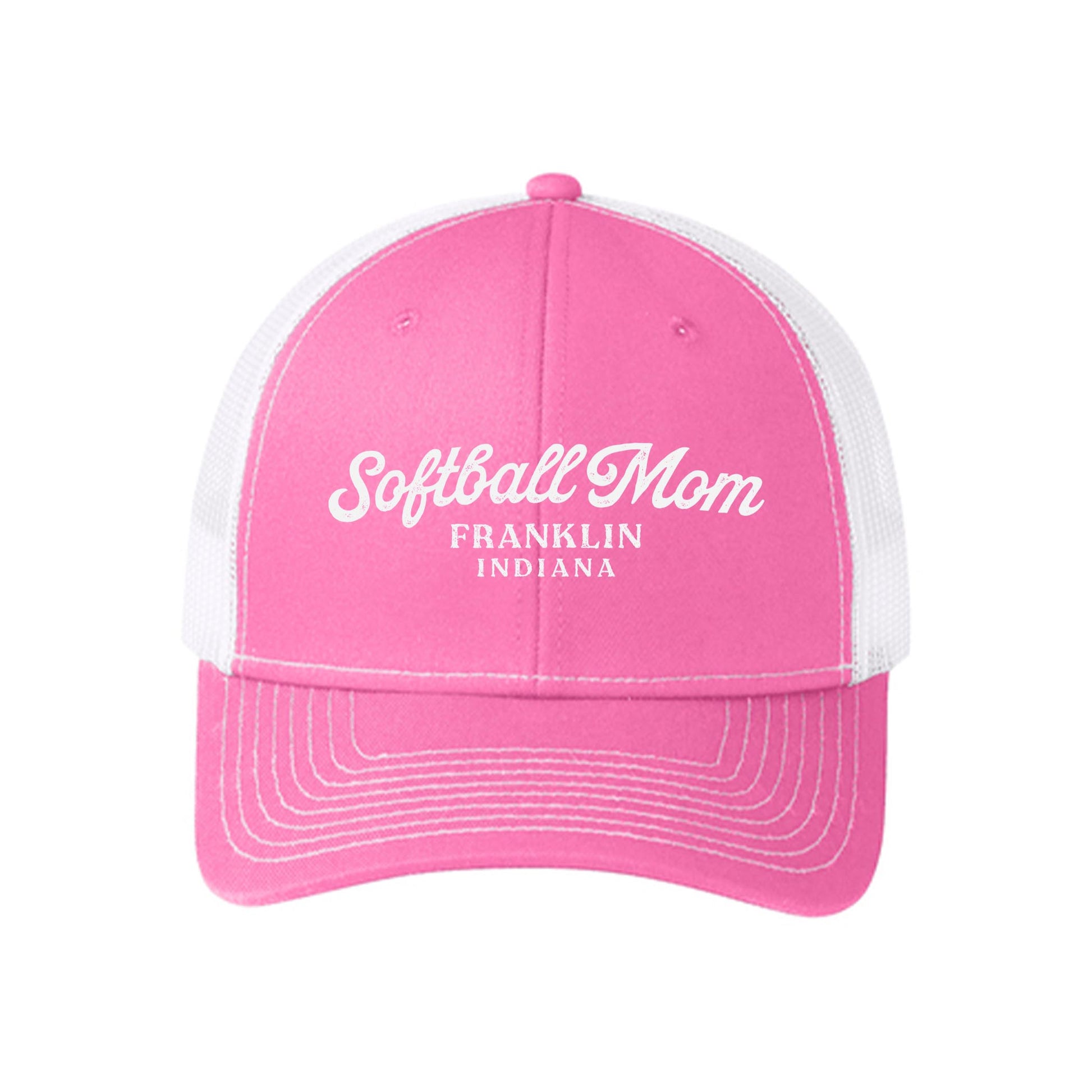 Pink & White Trucker Hat-Softball Mom | Custom | Your Hometown -0