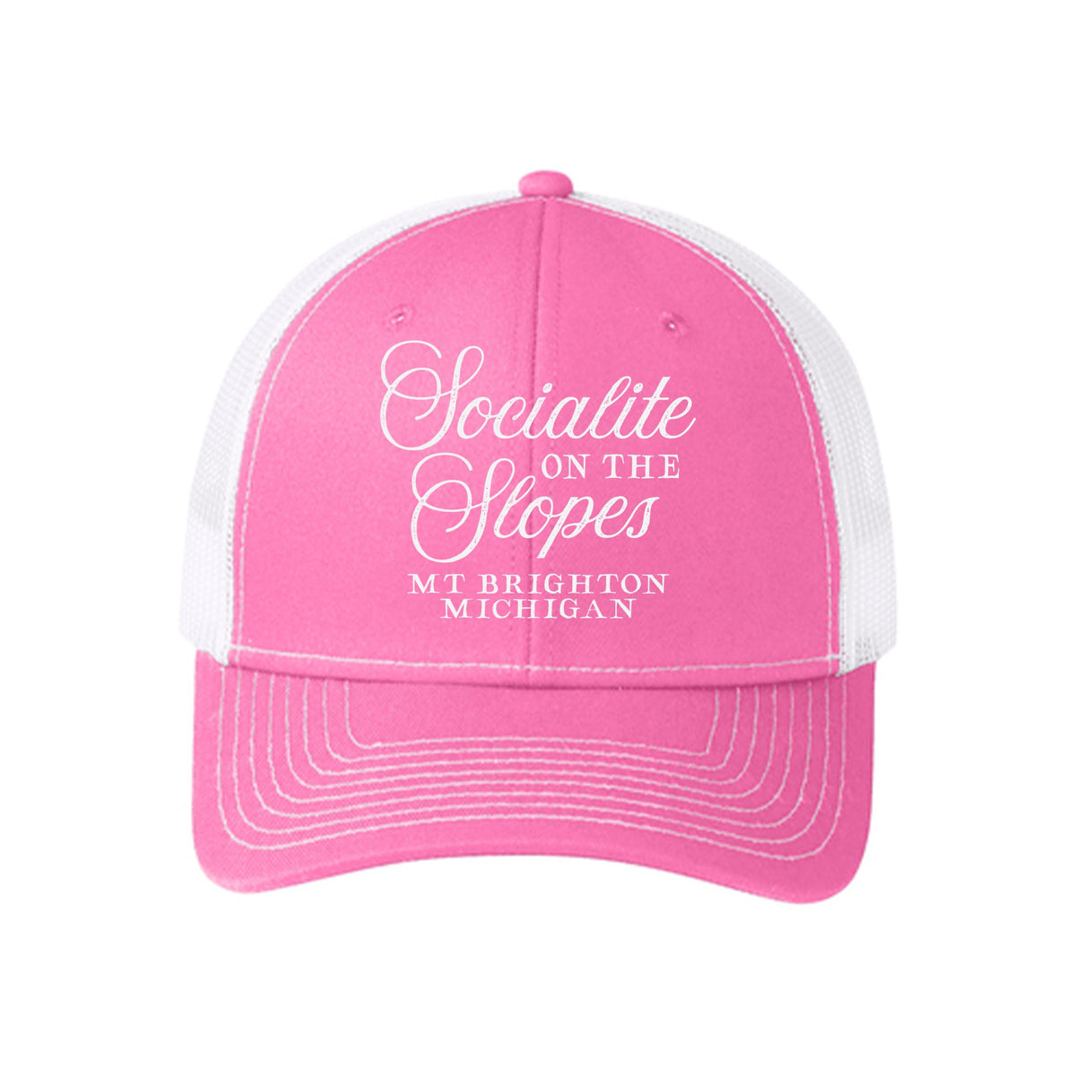 Pink & White Trucker Hat-Chalet Girl | Custom -0