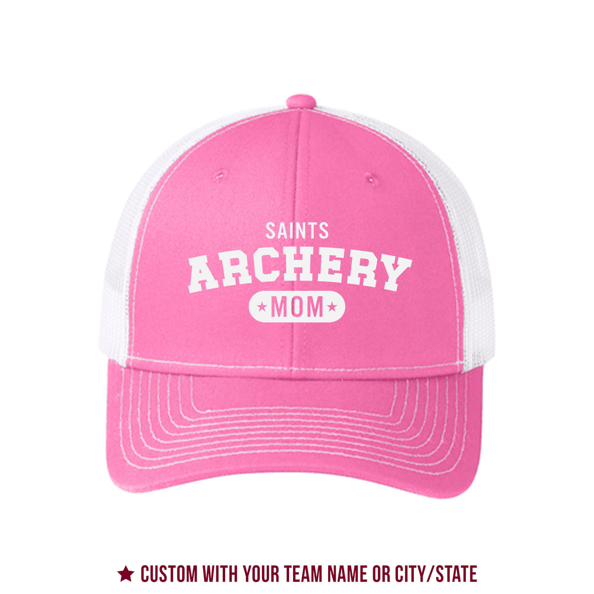Pink & White Trucker Hat-Archery Mom | Hometown | School Team