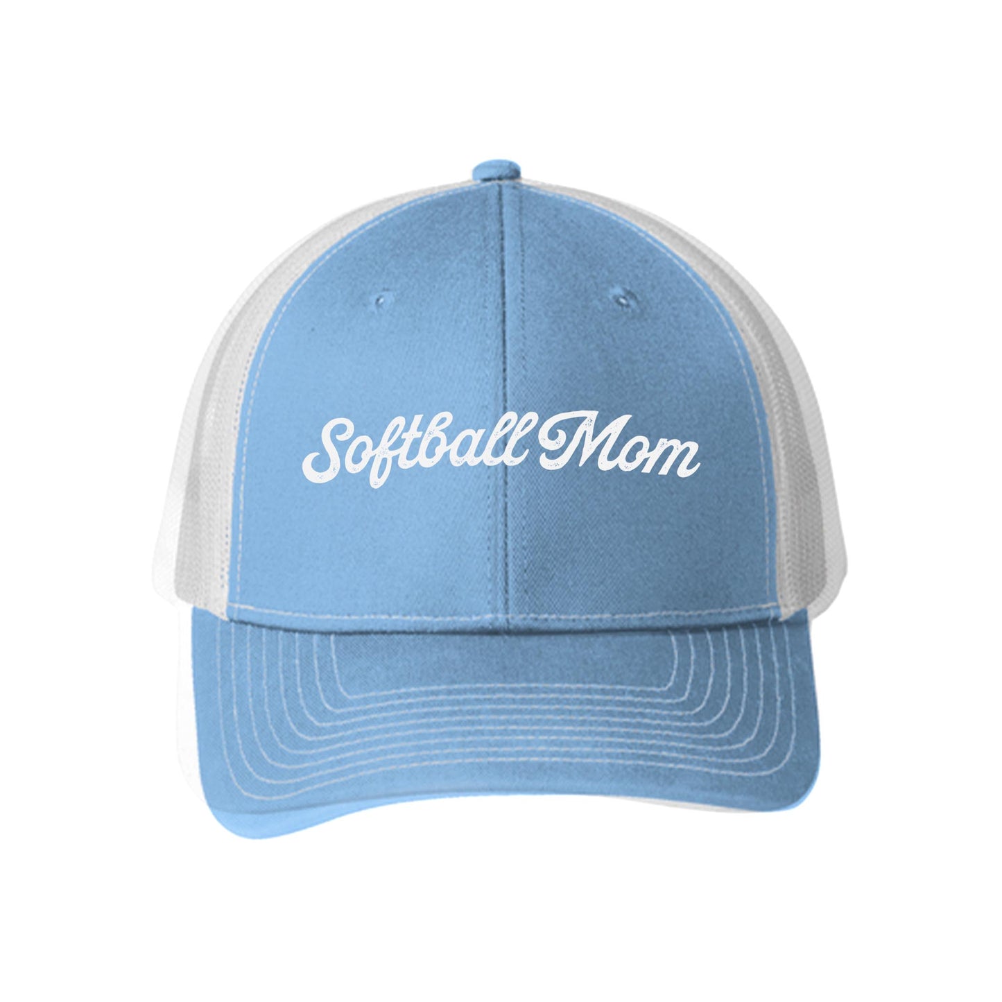 Blue & White Trucker Hat-Softball Mom -0