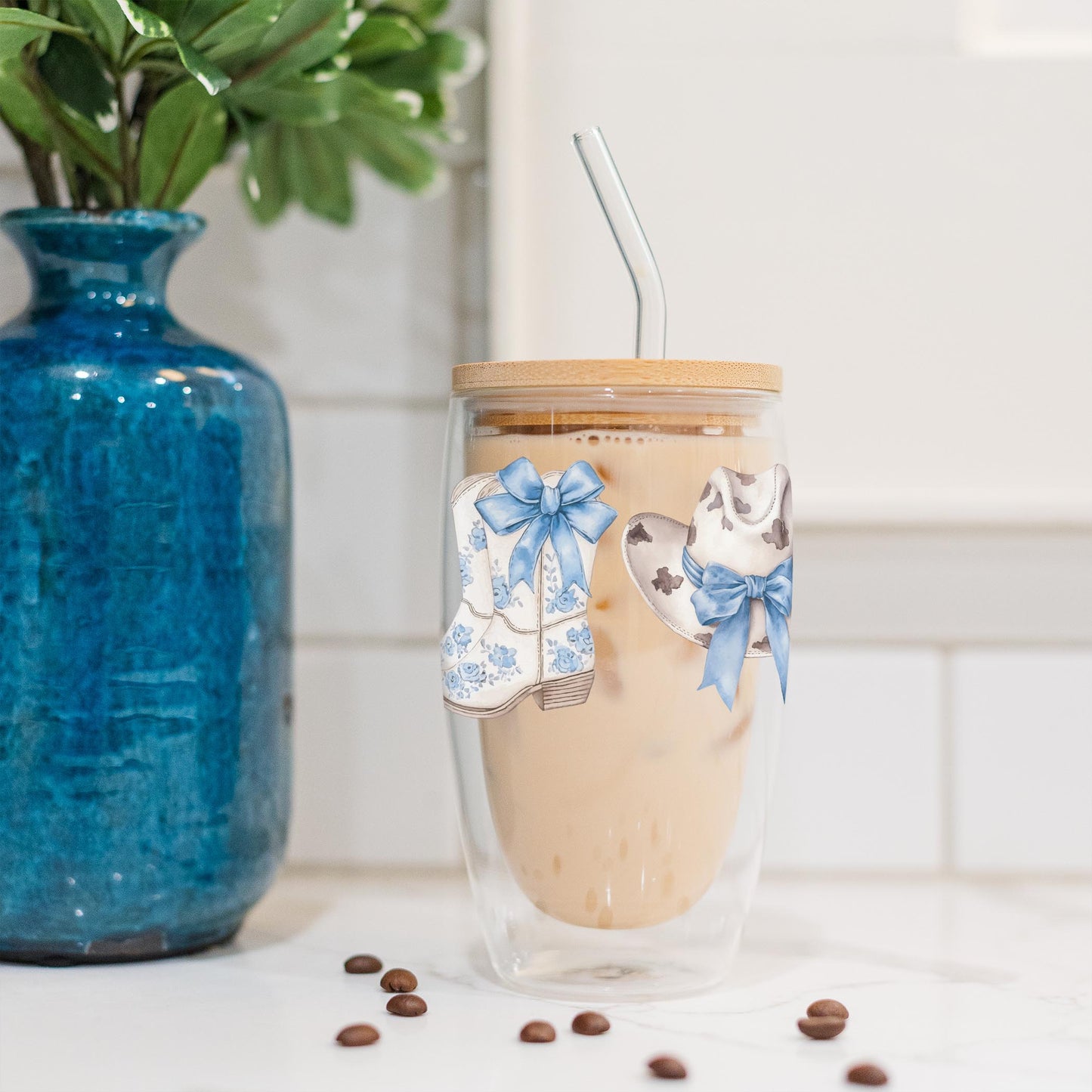 16oz Double Insulated Glass Tumbler-Coastal Cowgirl -4