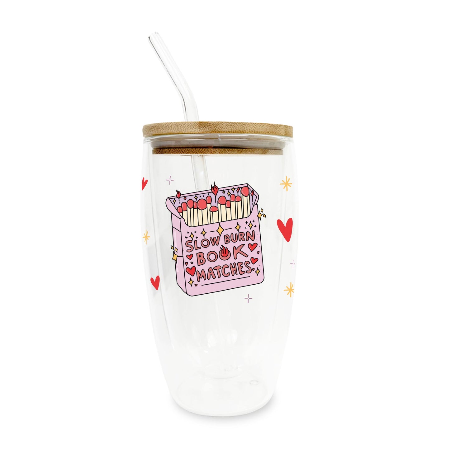 16oz Double Insulated Glass Tumbler-Slow Burn Book Matches -0