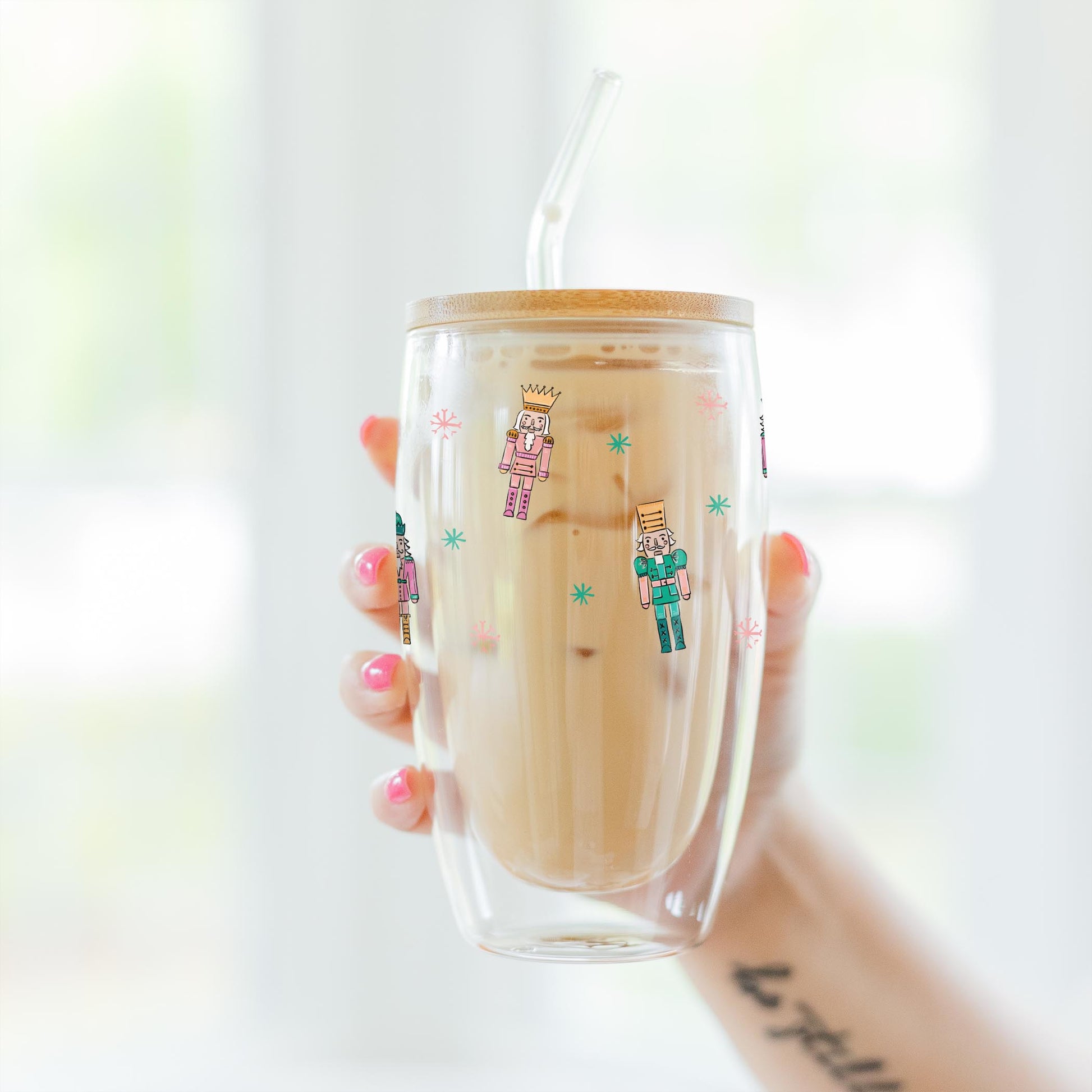 16oz Double Insulated Glass Tumbler-Confetti Nutcracker -3