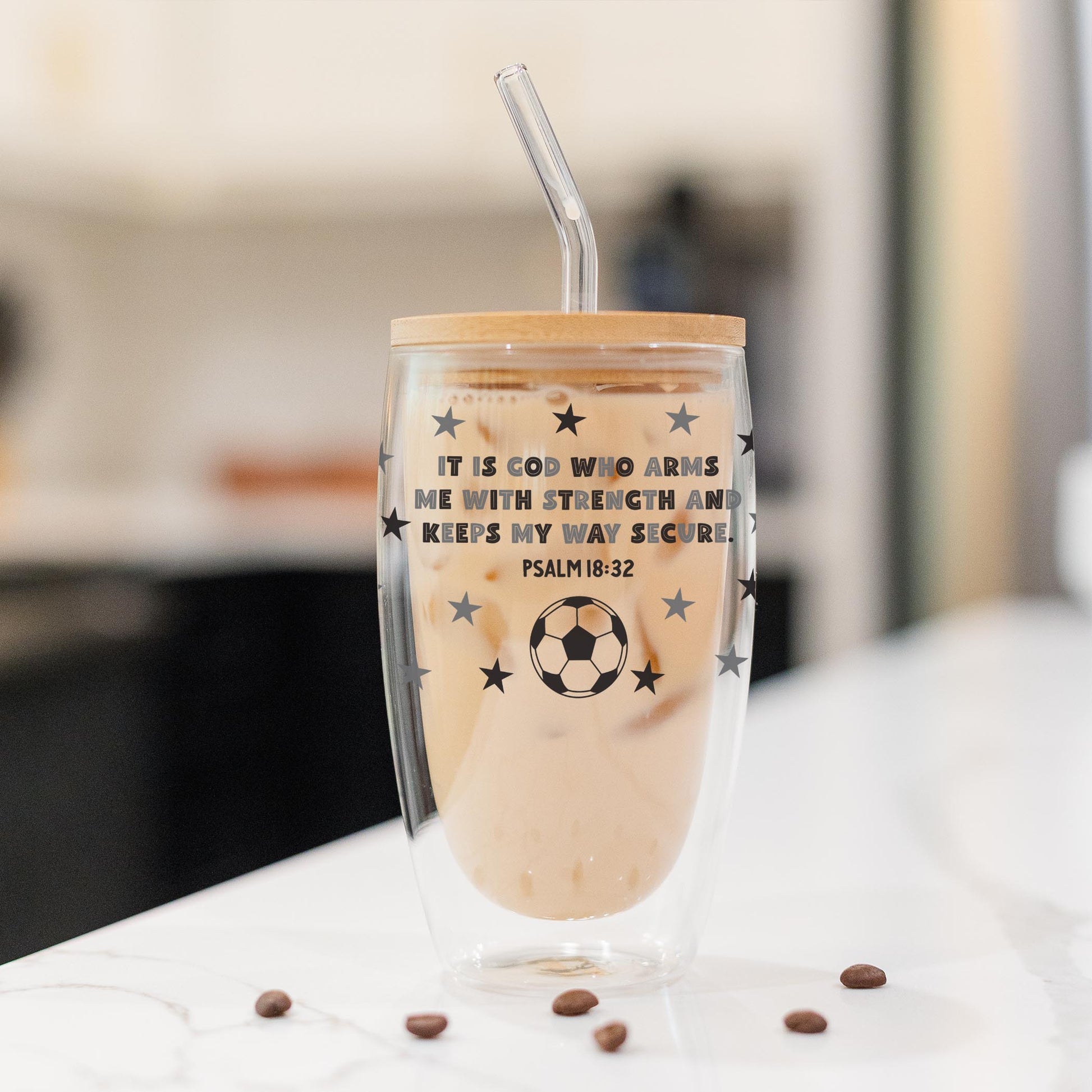 16oz Double Insulated Glass Tumbler-Game Day Soccer It Is God -1