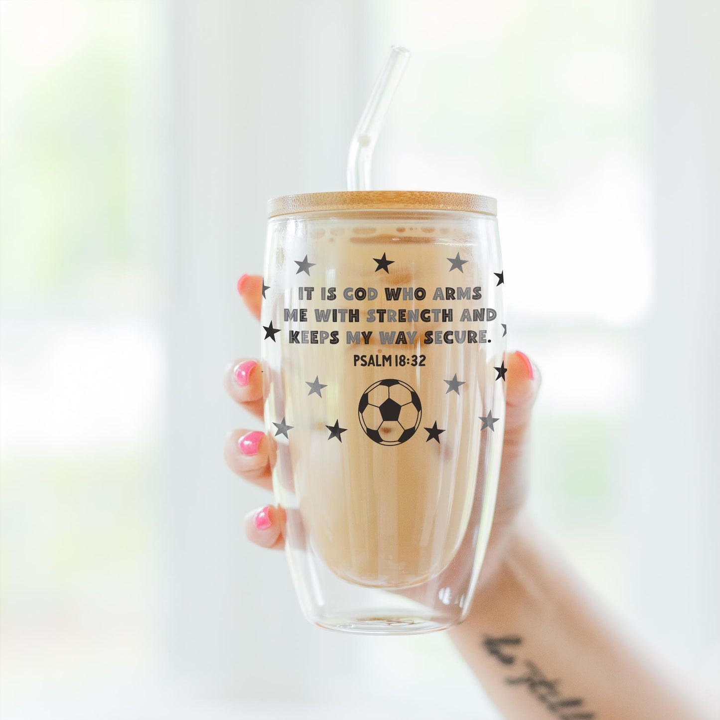 16oz Double Insulated Glass Tumbler-Game Day Soccer It Is God -3