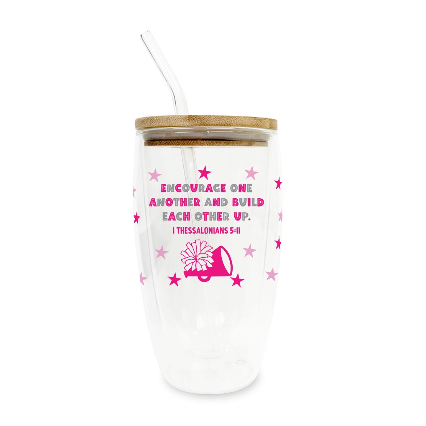 16oz Double Insulated Glass Tumbler-Game Day Cheer Encourage One Another -0