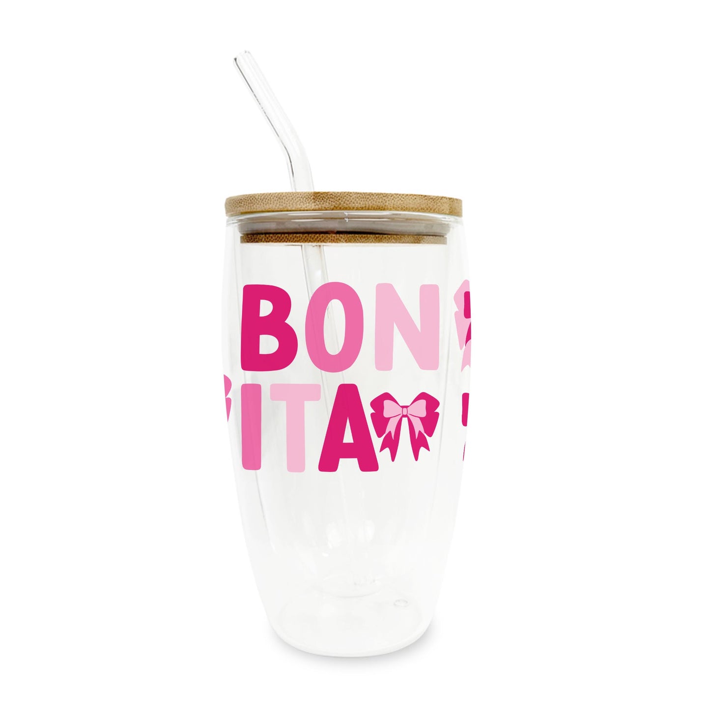 16oz Double Insulated Glass Tumbler-Bonita Bows -0