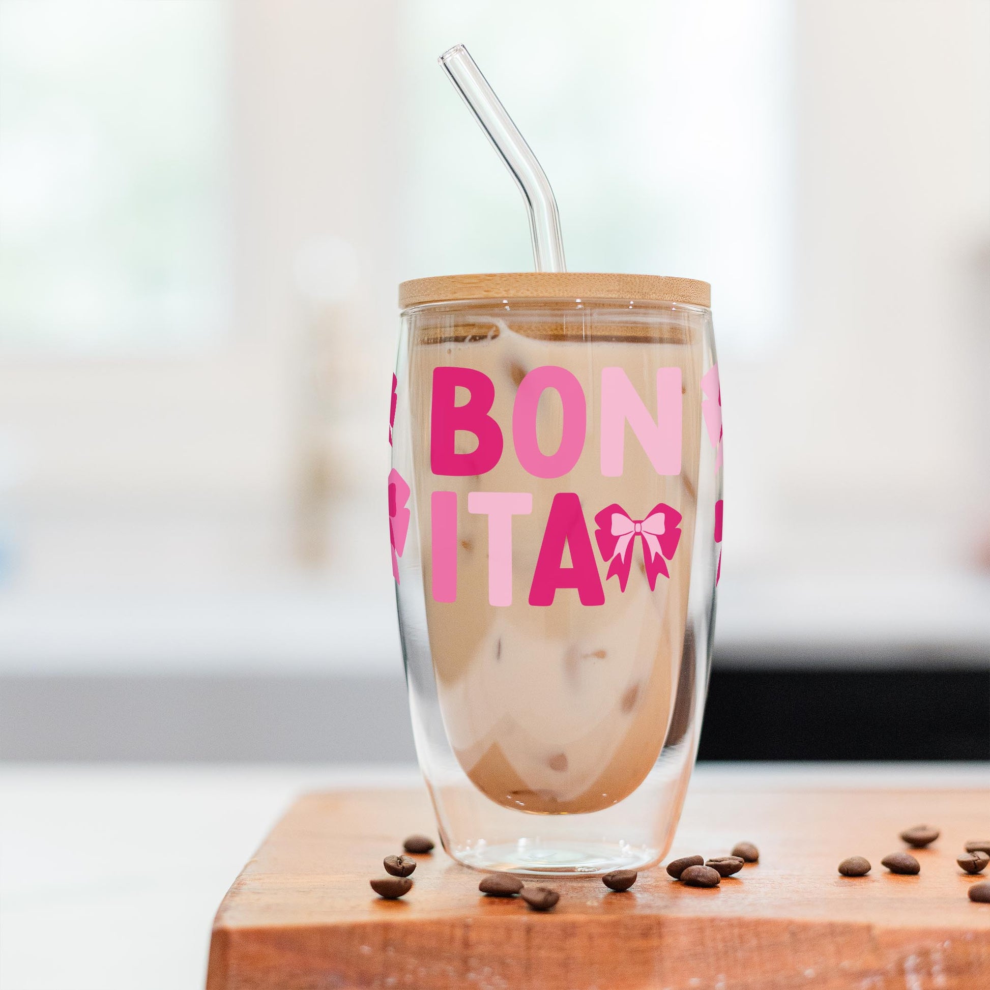 16oz Double Insulated Glass Tumbler-Bonita Bows -2