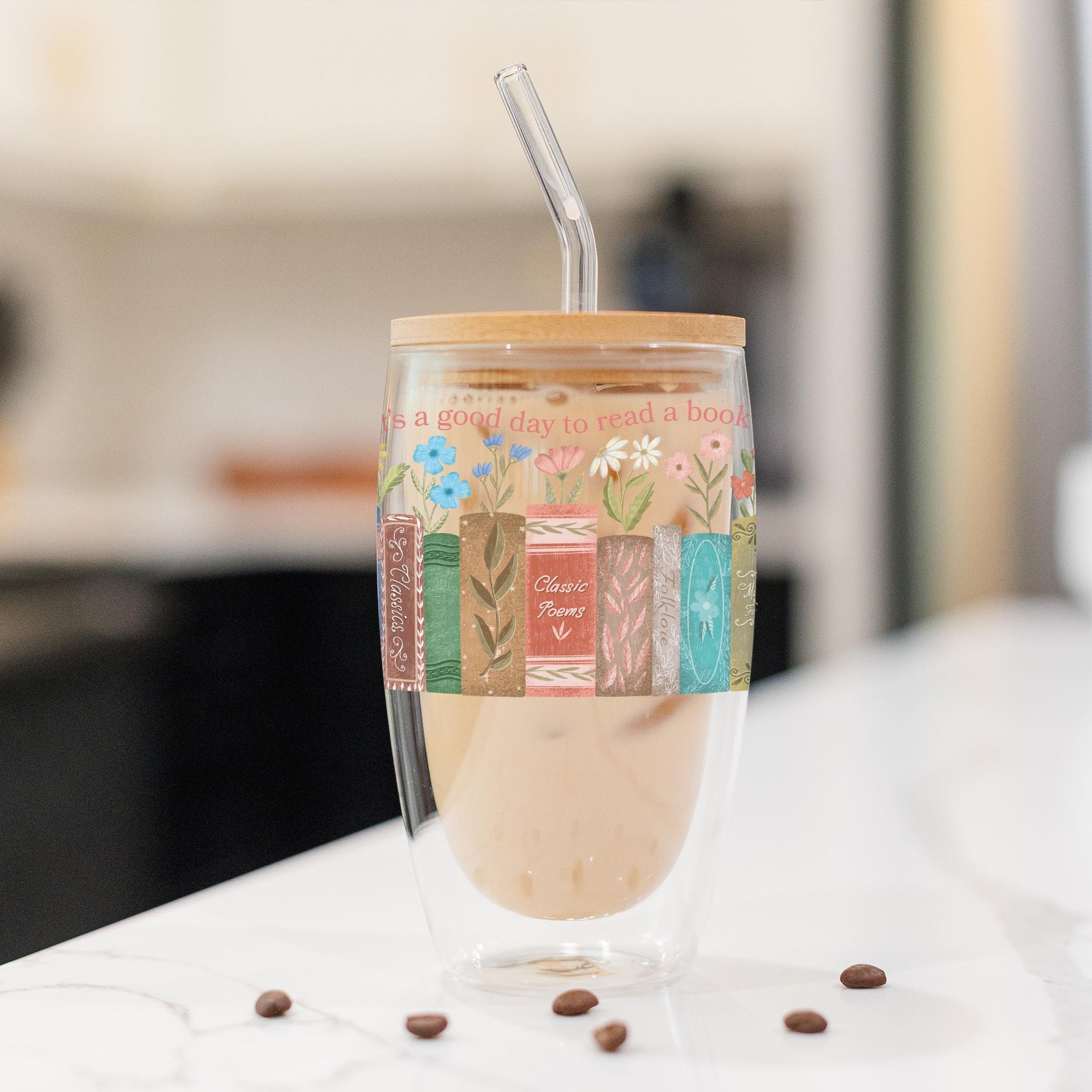 16oz Double Insulated Glass Tumbler-Pretty Little Chapters It's A Good Day -1