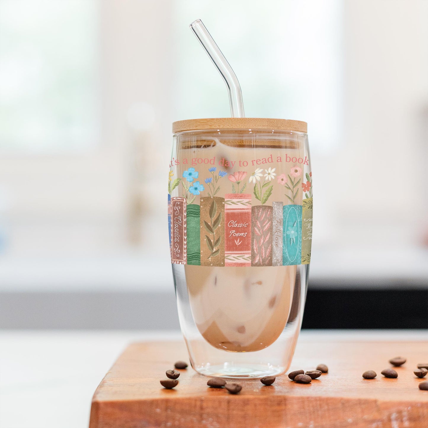 16oz Double Insulated Glass Tumbler-Pretty Little Chapters It's A Good Day -2