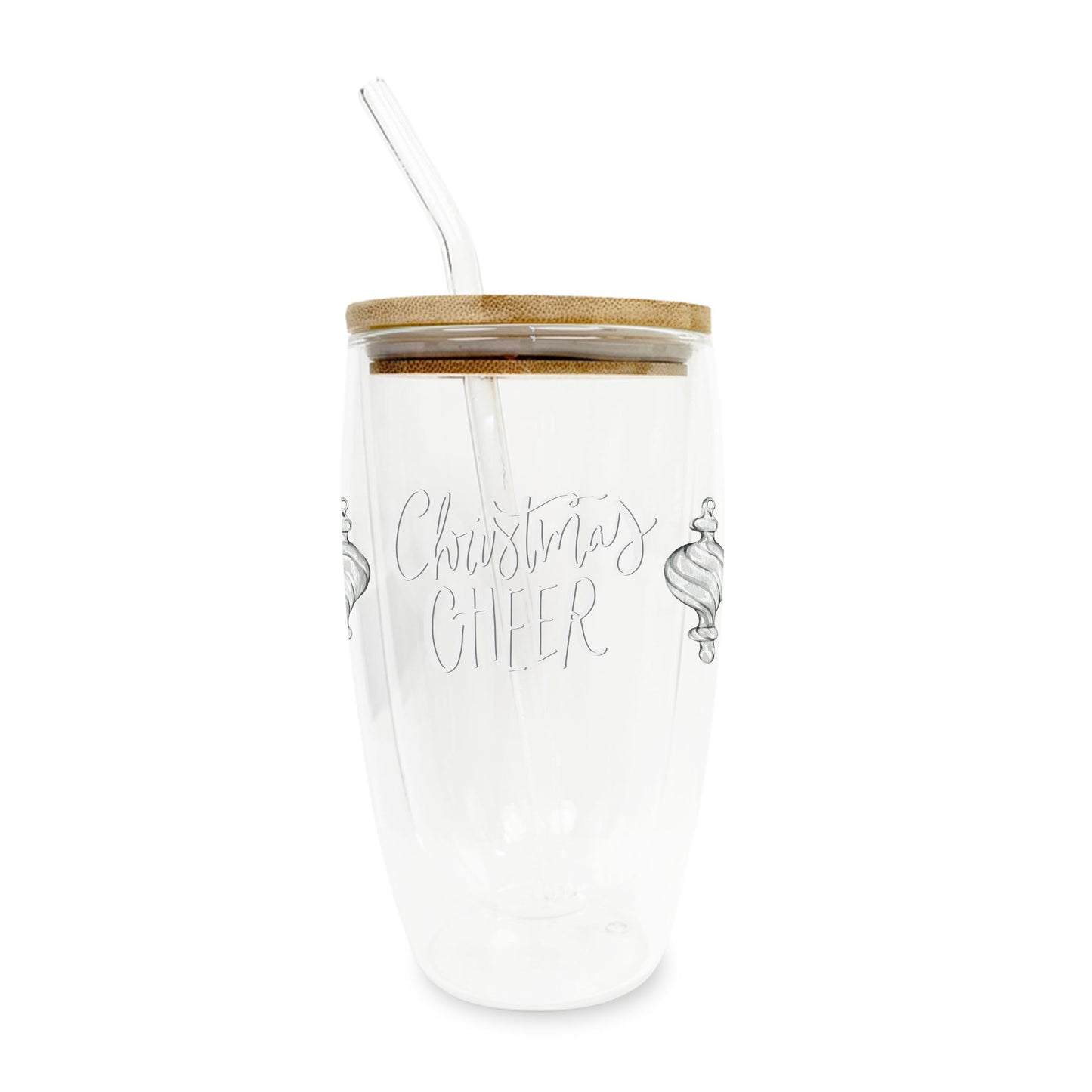 16oz Double Insulated Glass Tumbler-Holiday Tidings Christmas Cheer -0