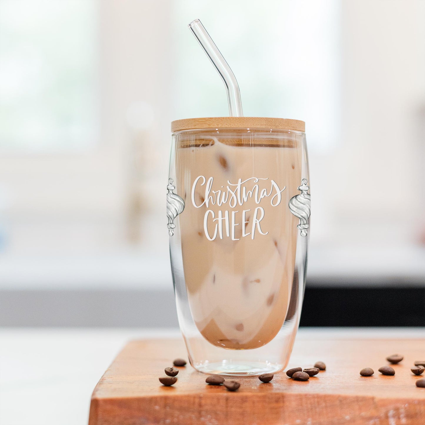16oz Double Insulated Glass Tumbler-Holiday Tidings Christmas Cheer -2