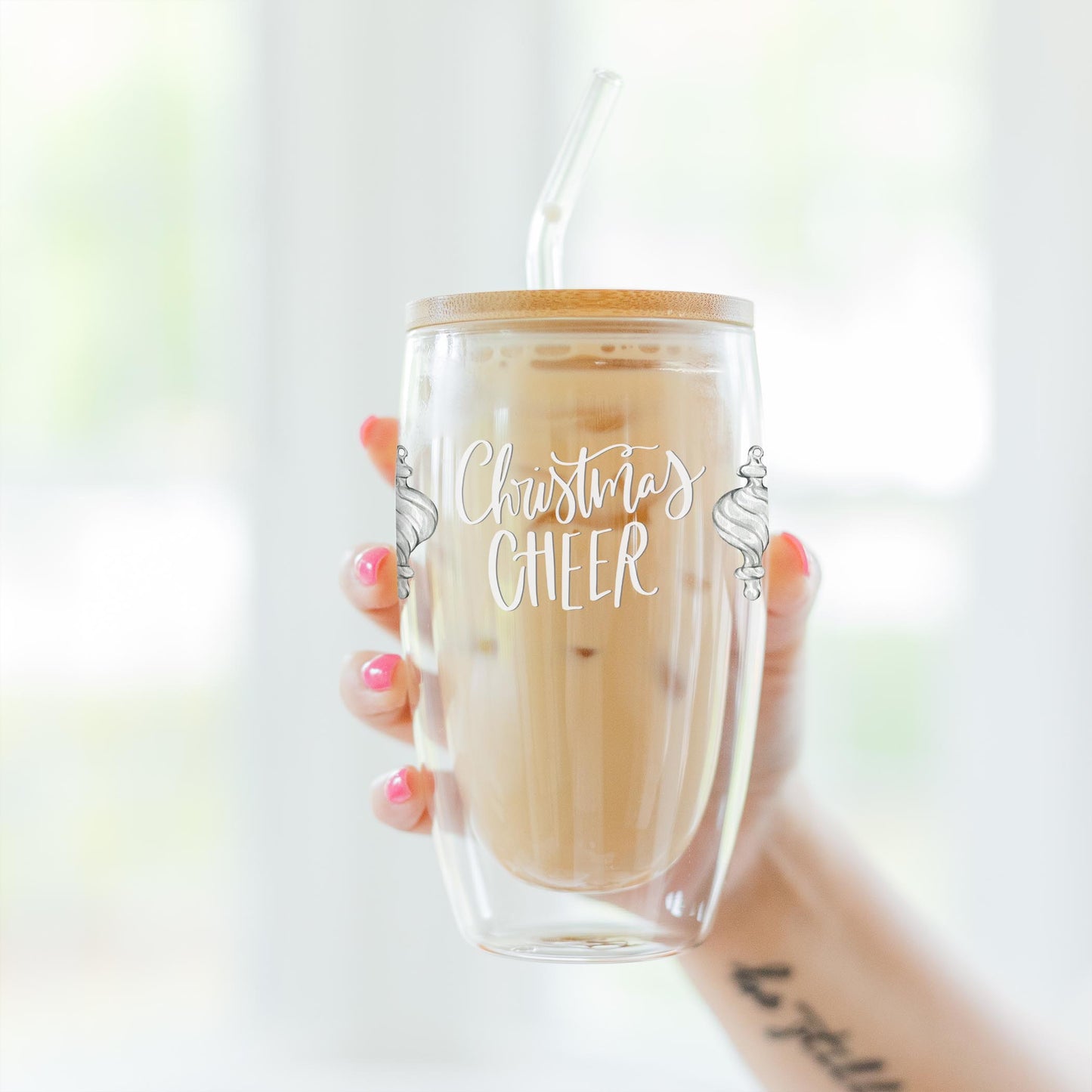 16oz Double Insulated Glass Tumbler-Holiday Tidings Christmas Cheer -3
