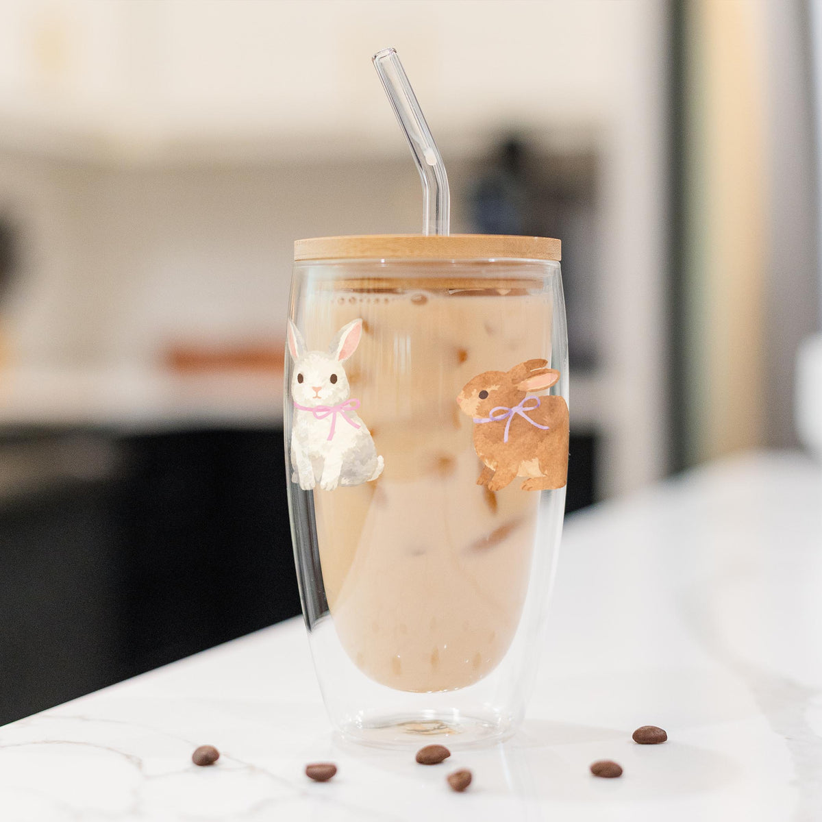 16oz Double Insulated Glass Tumbler-Cottage Easter -1