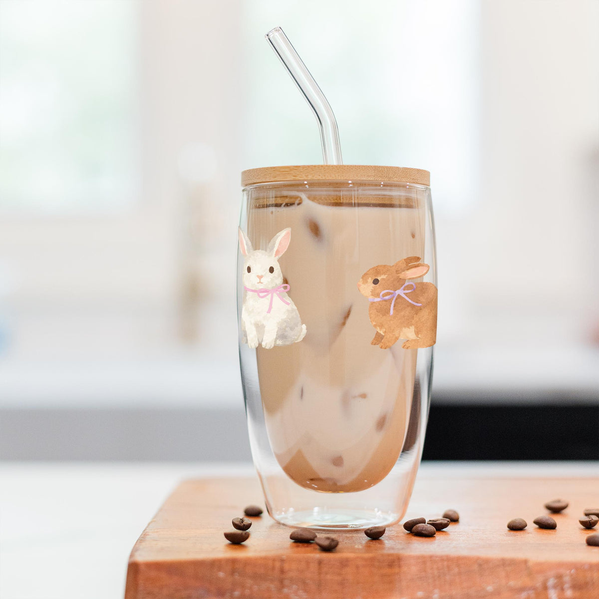 16oz Double Insulated Glass Tumbler-Cottage Easter -2