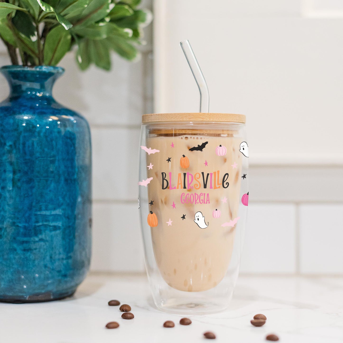 16oz Double Insulated Glass Tumbler-L+L Happy Ghost -4
