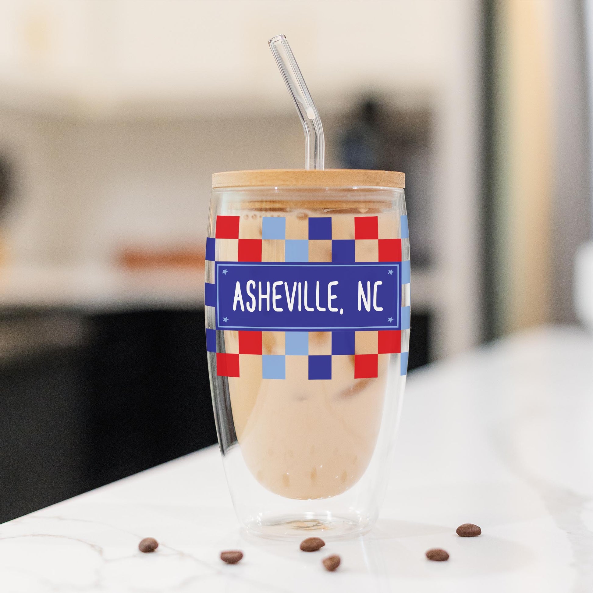 16oz Double Insulated Glass Tumbler-Love+Local 4th of July 250th Anniversary -1