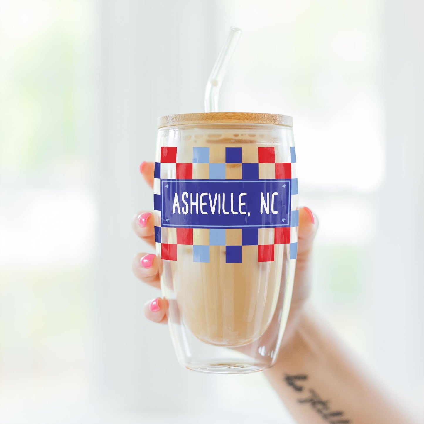 16oz Double Insulated Glass Tumbler-Love+Local 4th of July 250th Anniversary -3