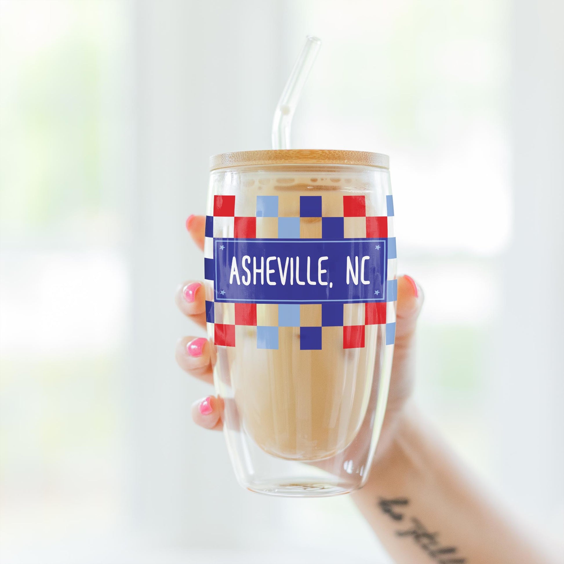 16oz Double Insulated Glass Tumbler-Love+Local 4th of July 250th Anniversary -3