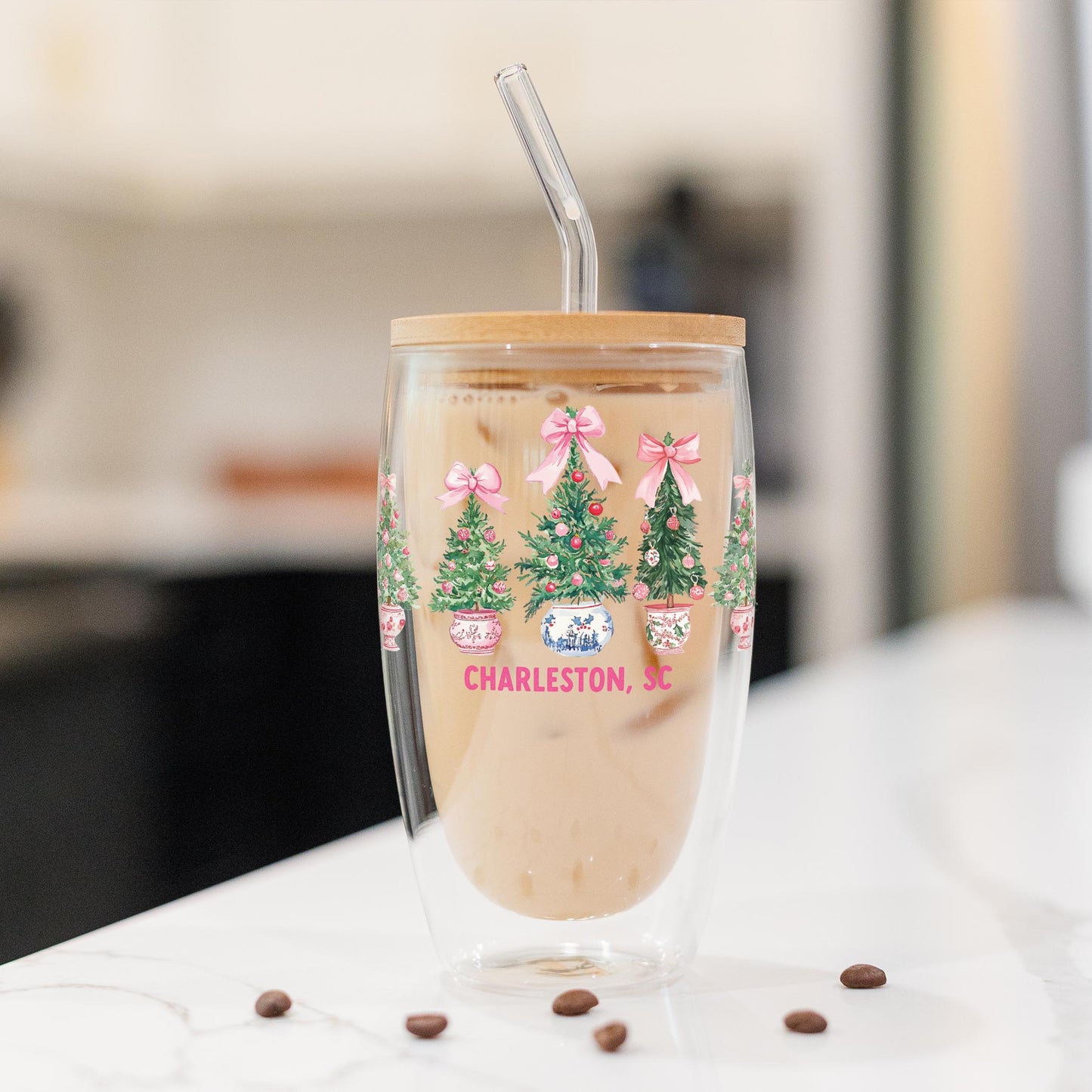16oz Double Insulated Glass Tumbler-Love+Local Blush & Baubles - A Grand Millennial Christmas -1