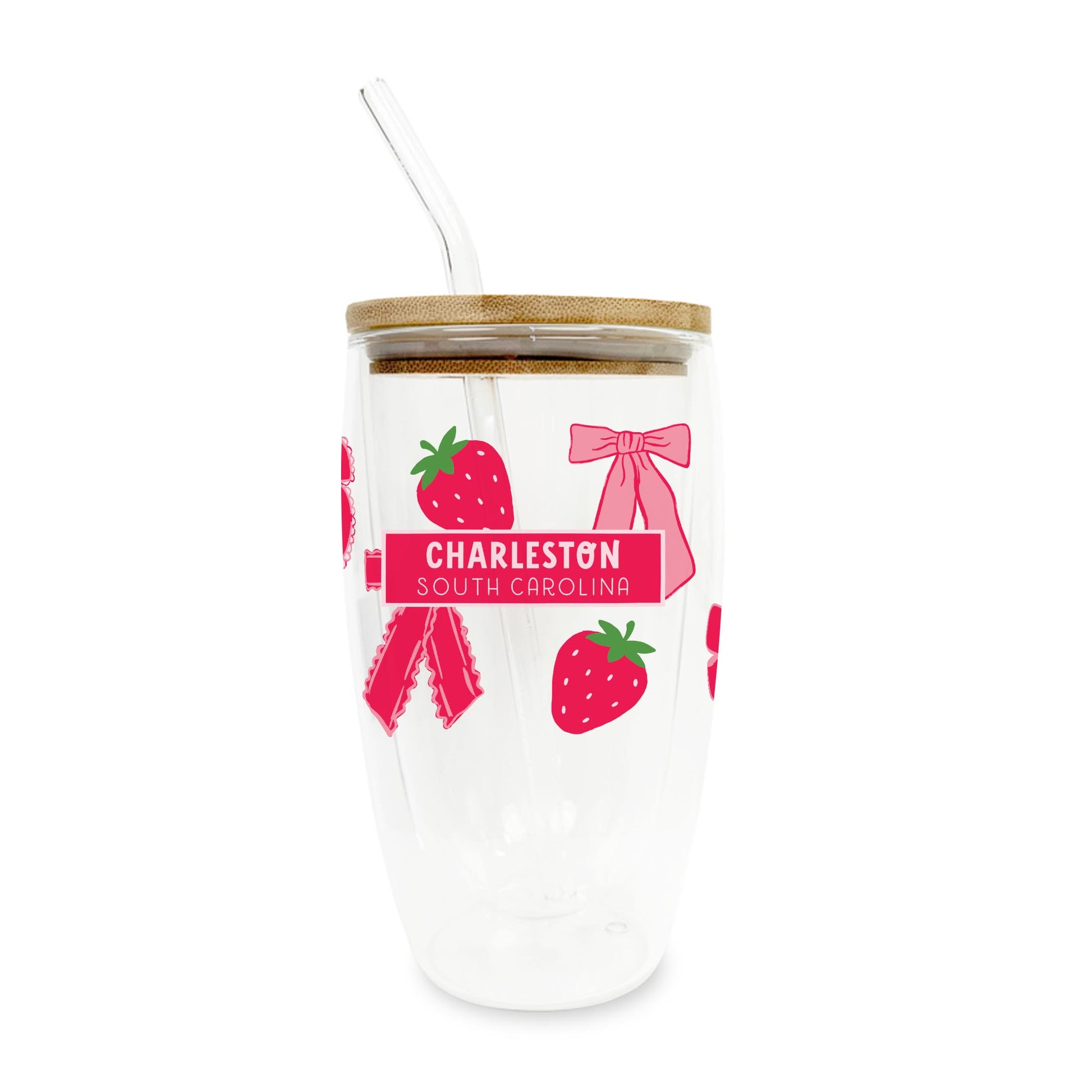 16oz Double Insulated Glass Tumbler-Love+Local Strawberry Parlor -0
