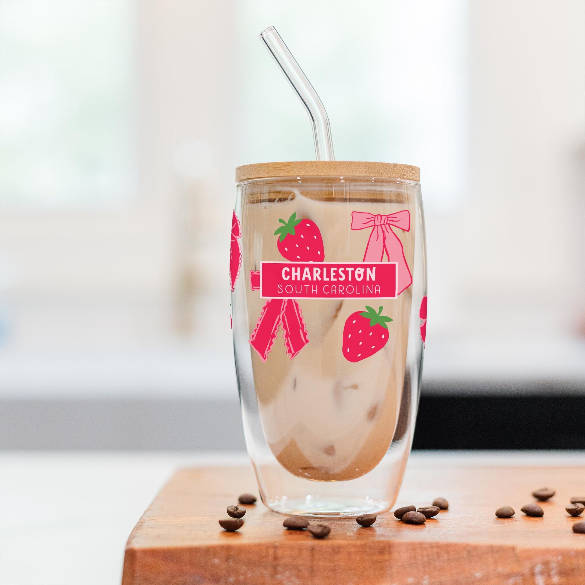 16oz Double Insulated Glass Tumbler-Love+Local Strawberry Parlor -2
