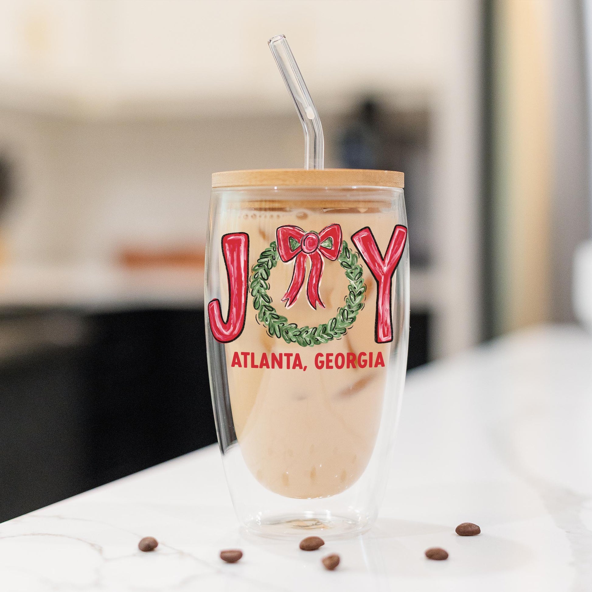 16oz Double Insulated Glass Tumbler-Love+Local Make It Merry -1