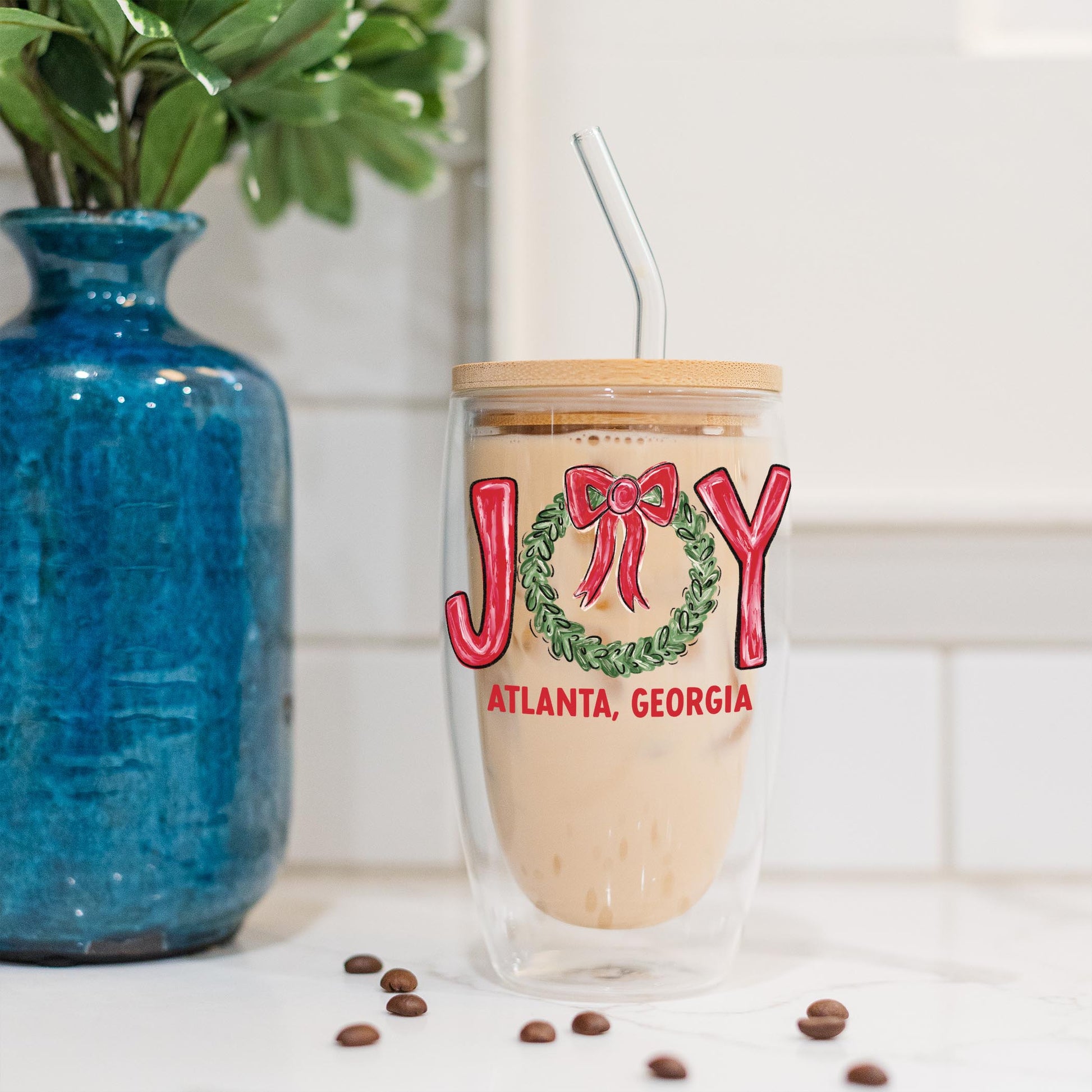 16oz Double Insulated Glass Tumbler-Love+Local Make It Merry -4