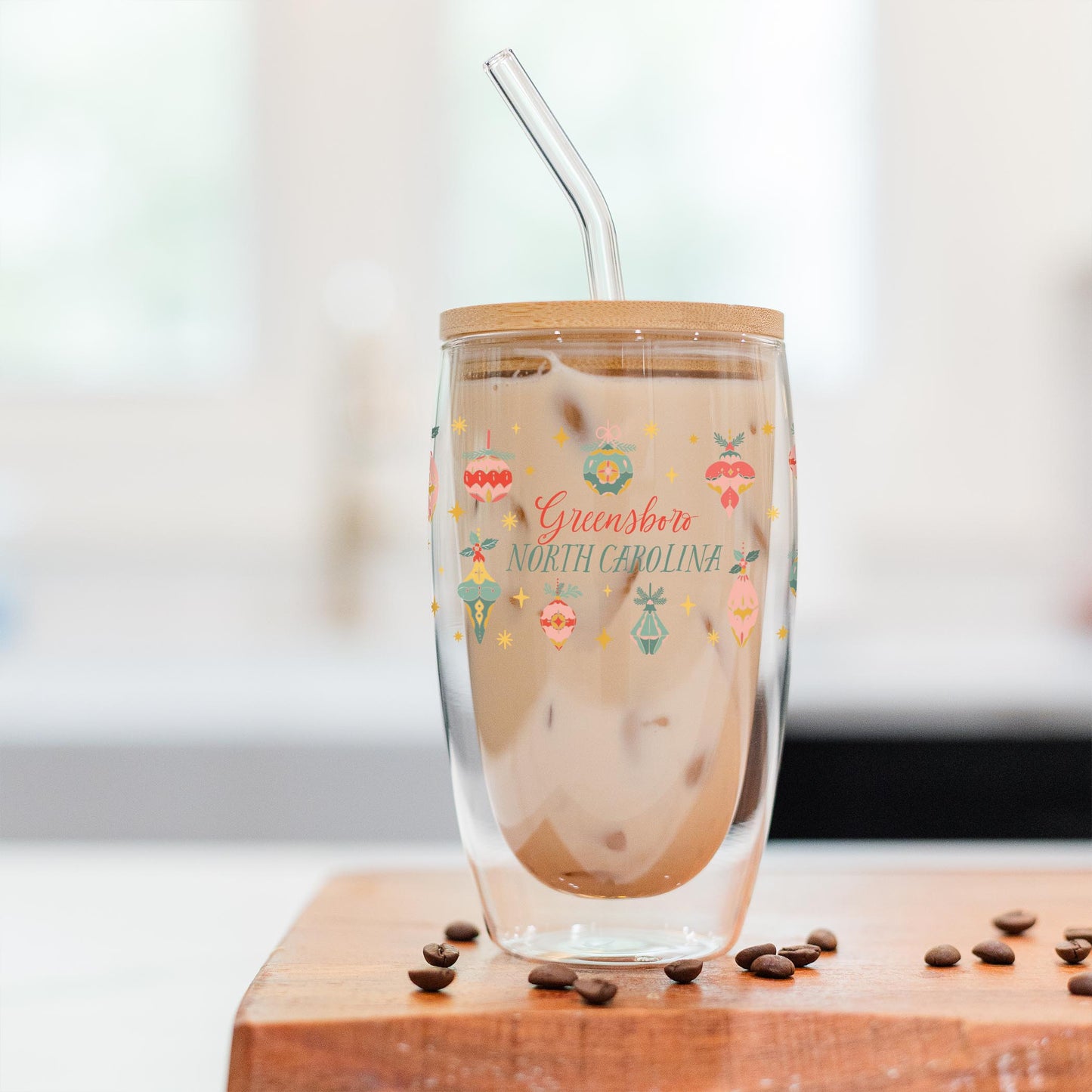 16oz Double Insulated Glass Tumbler-Ornament Gems