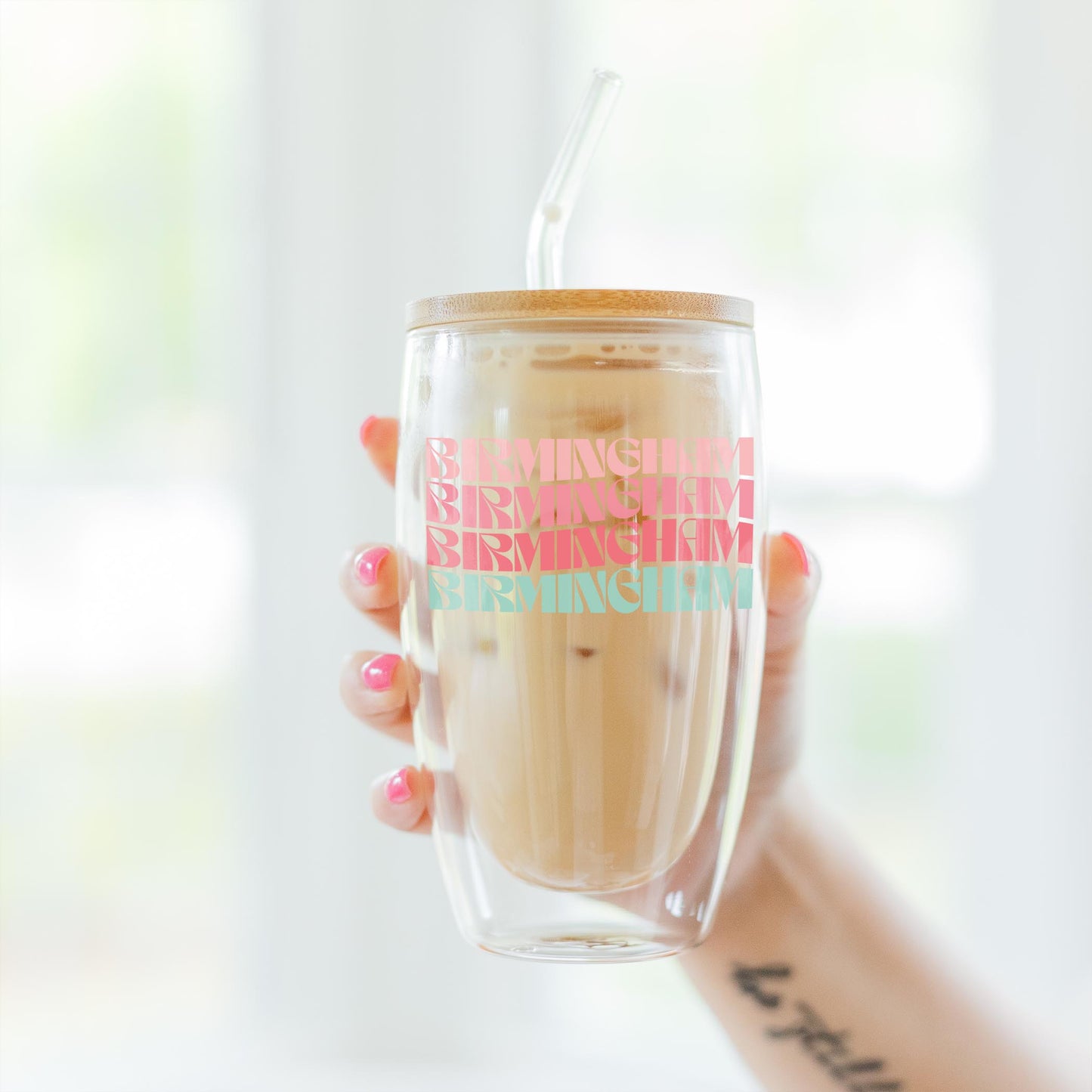 16oz Double Insulated Glass Tumbler-L+L Retro Wave -3