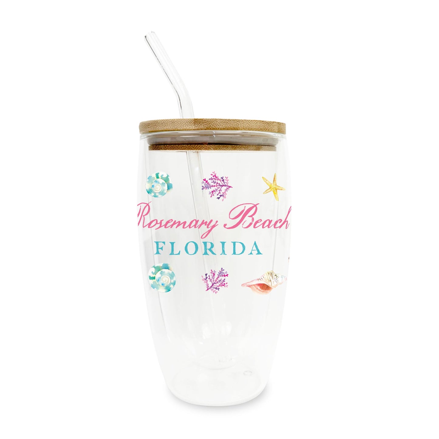 16oz Double Insulated Glass Tumbler-L+L Shells & Shoreline -0