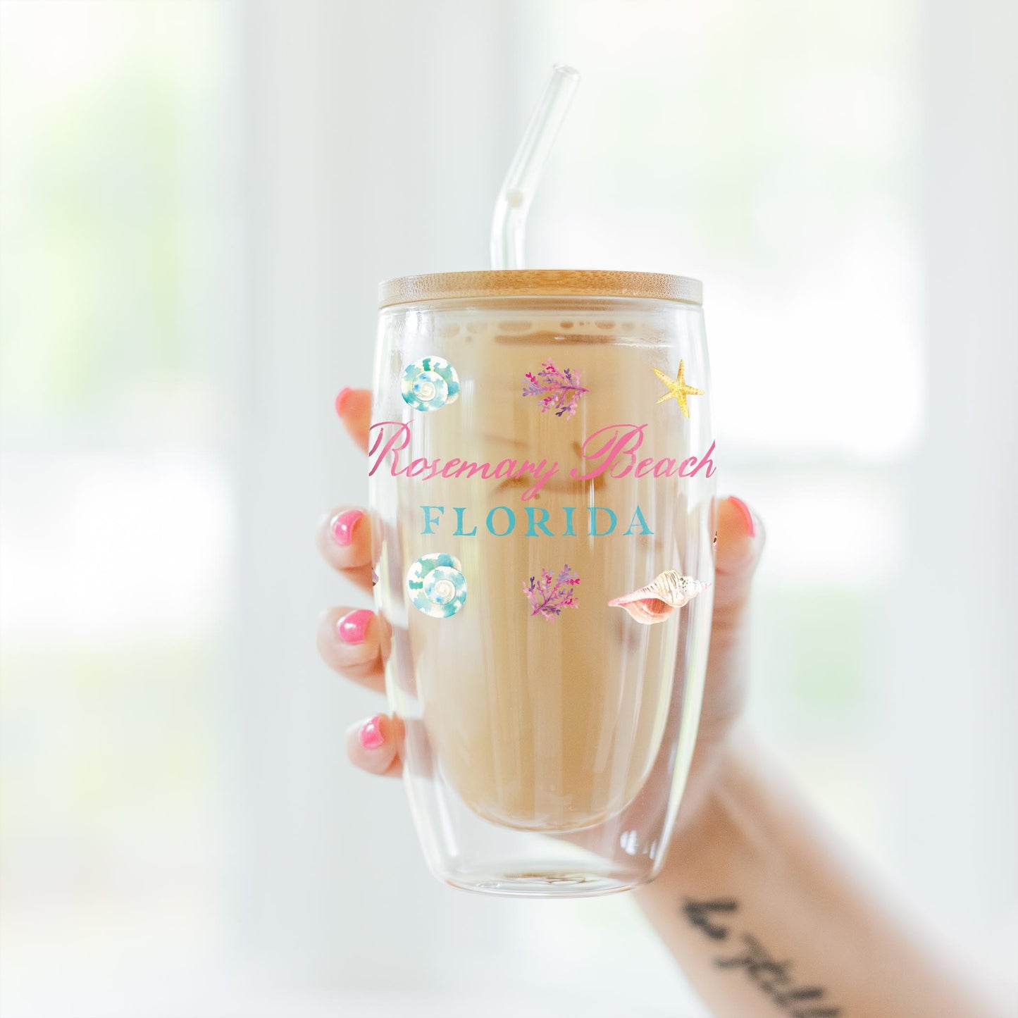 16oz Double Insulated Glass Tumbler-L+L Shells & Shoreline -3