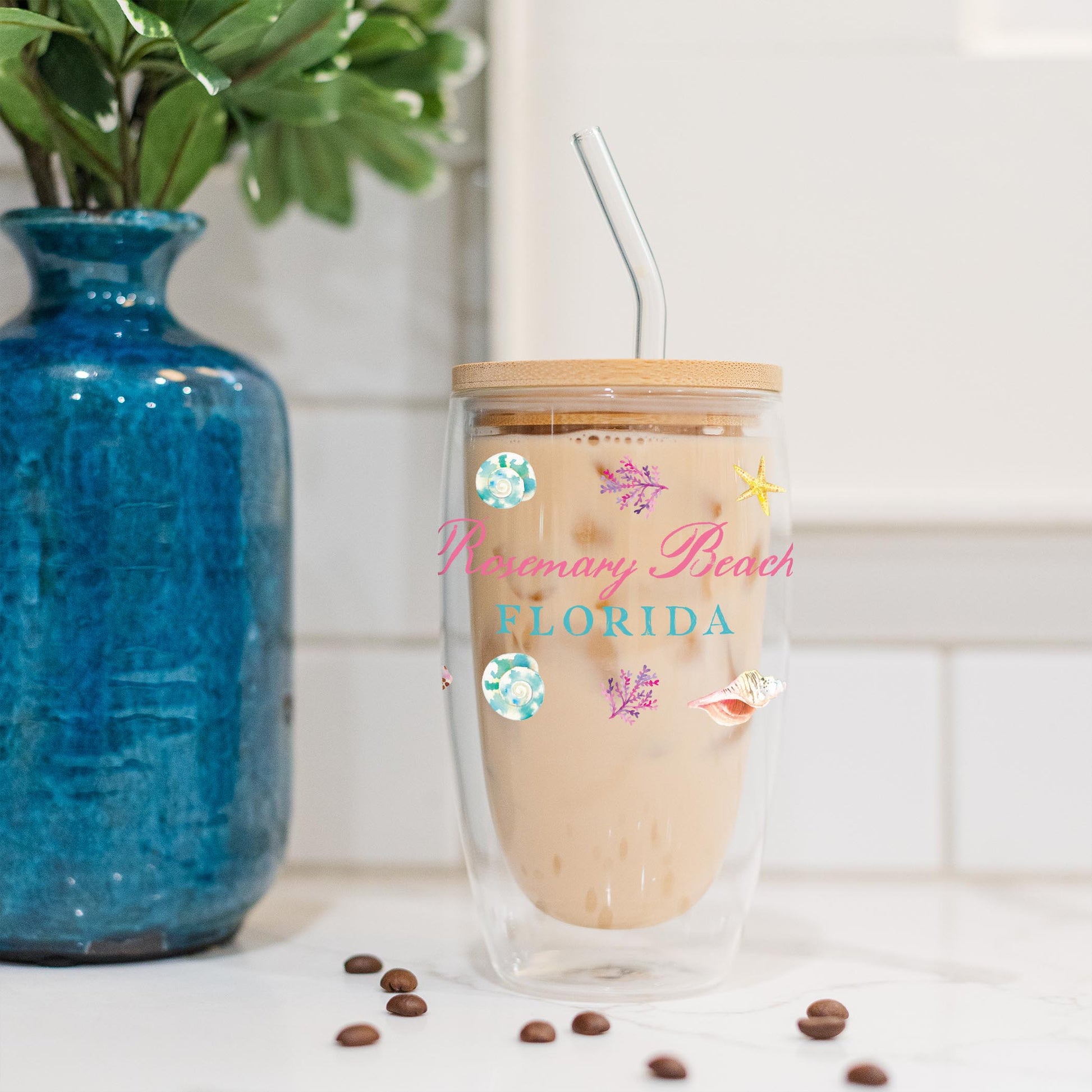 16oz Double Insulated Glass Tumbler-L+L Shells & Shoreline -4