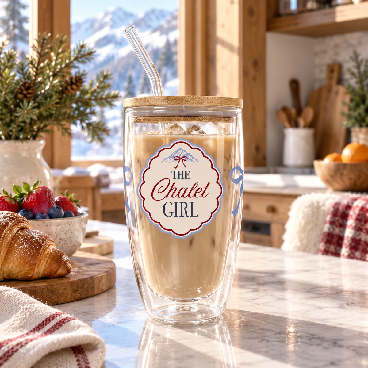 16oz Double Insulated Glass Tumbler-Chalet Girl