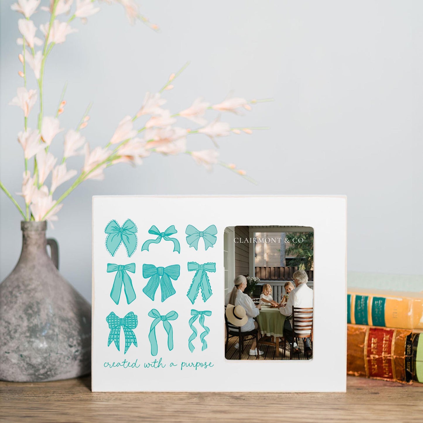 Lily Frame Horizontal-Blue Bows Created With A Purpose