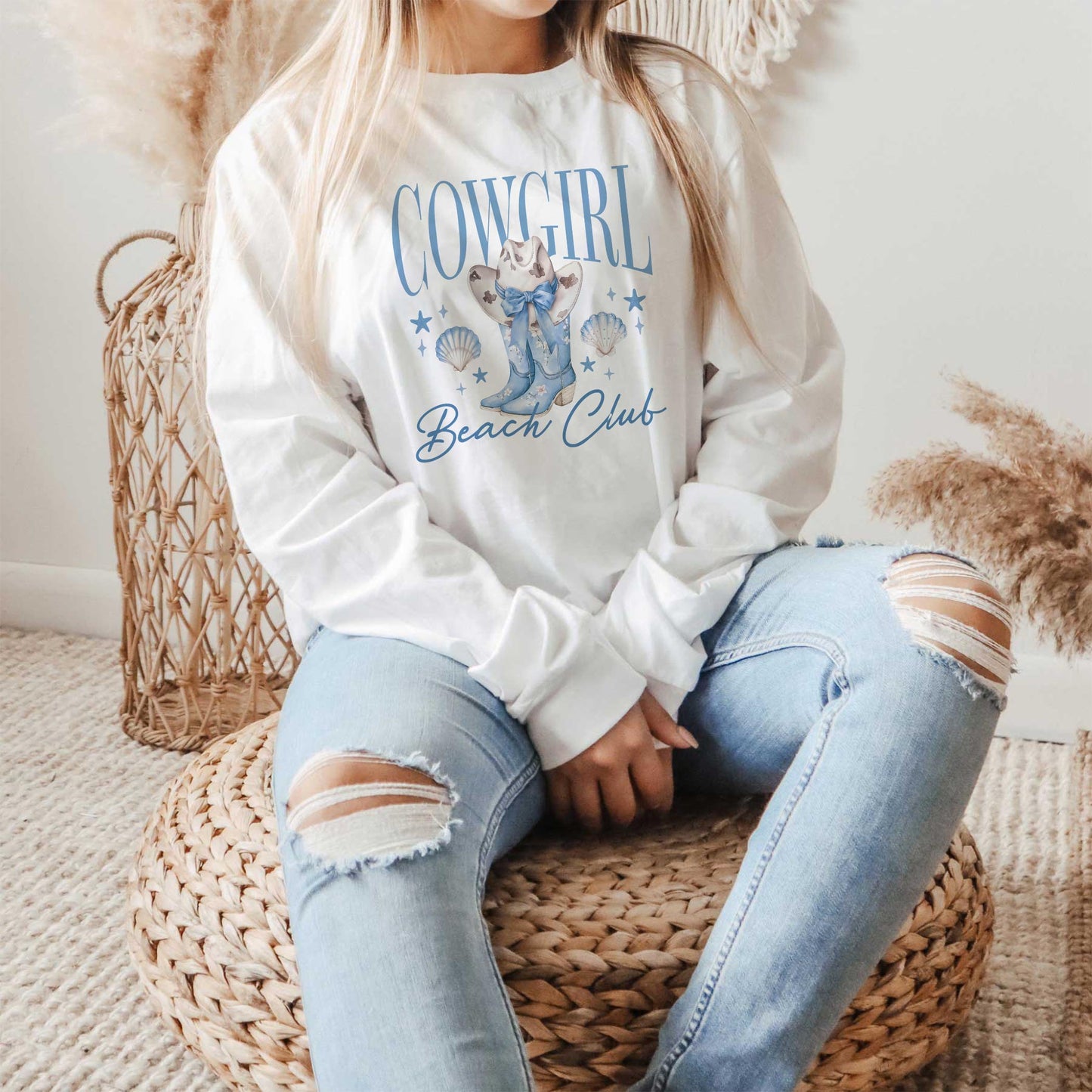 Long Sleeve T-Shirt White-Coastal Cowgirl -1