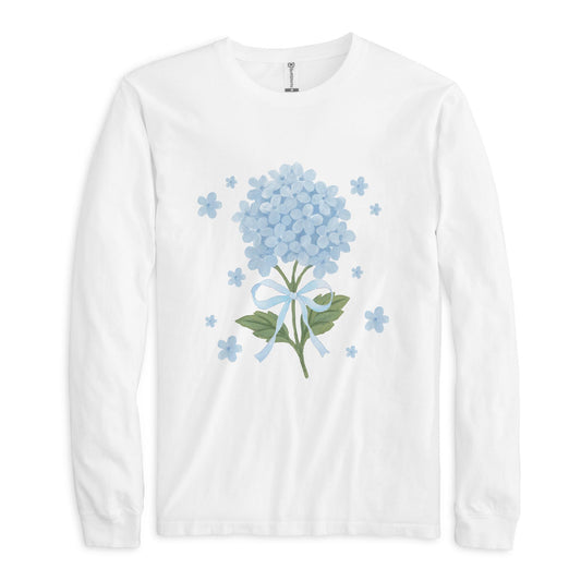 Long Sleeve T-Shirt White-Hydrangea Cottage -0
