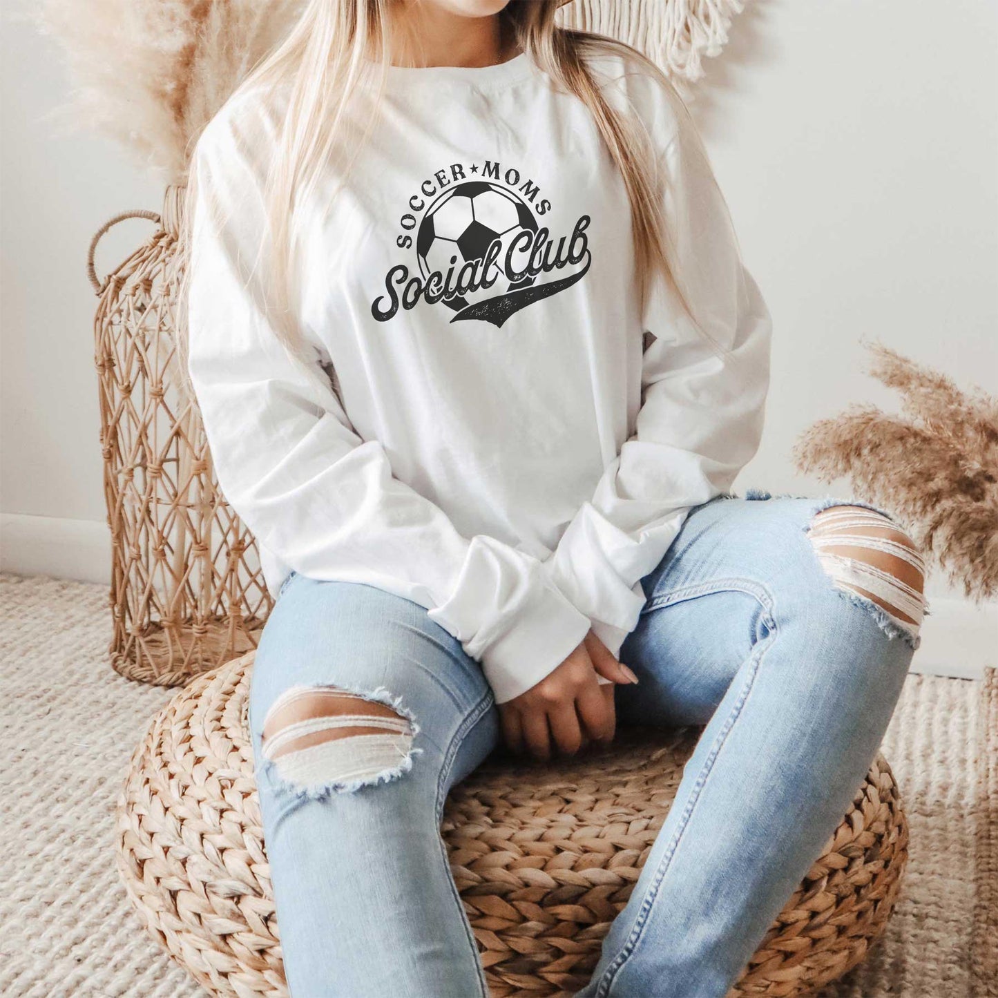 Long Sleeve T-Shirt White-Soccer Moms Social Club -1