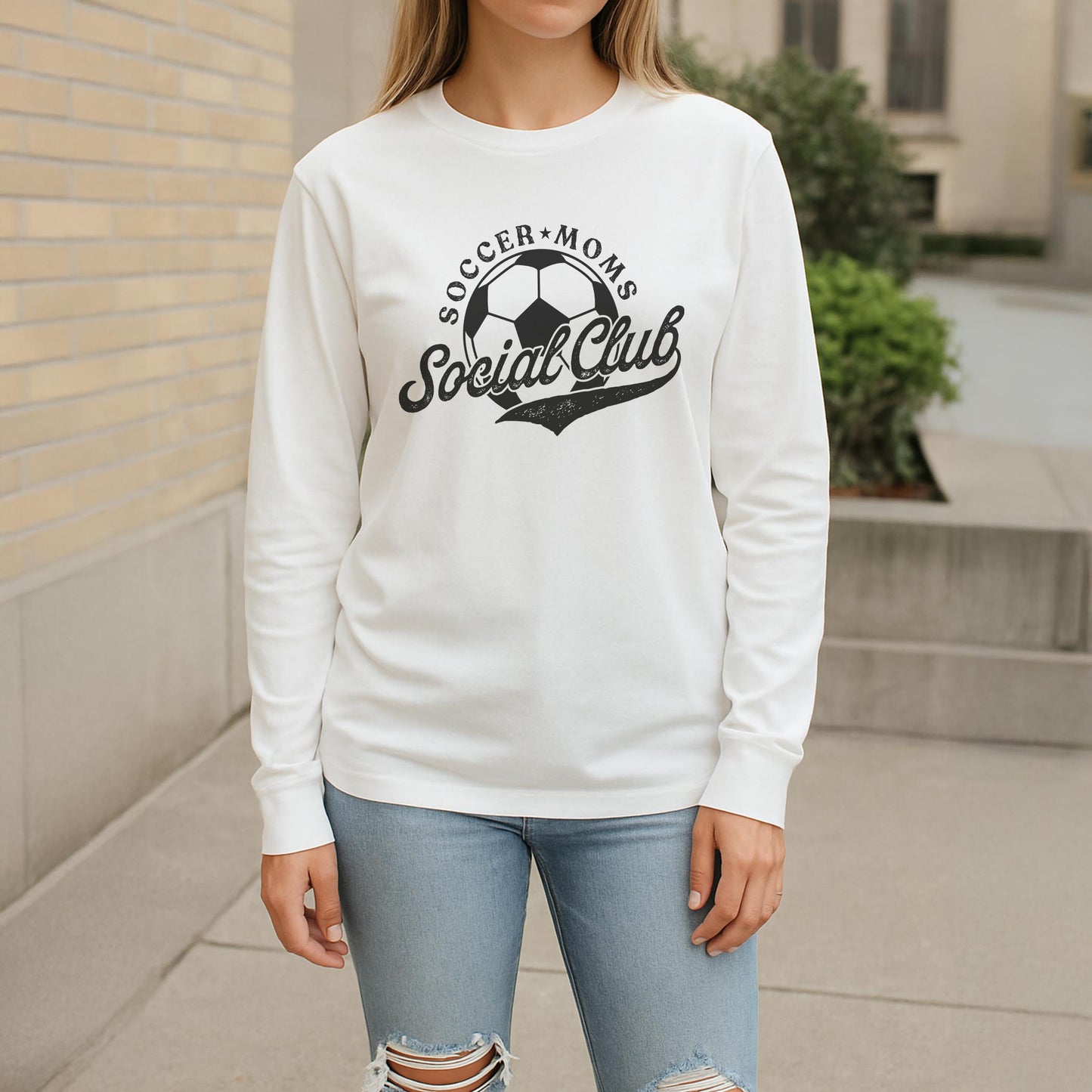 Long Sleeve T-Shirt White-Soccer Moms Social Club -2